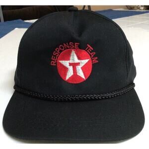 Vintage Texaco Response Team Embroidered Black Trucker Hat Gas Oil Rope ~773A